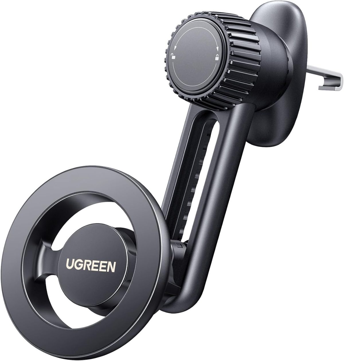 UGREEN Car Phone Holder Car Mount, [360° Rotation for Air Vent], One-hand Auto Lock, Metal Hook Grey Mobile Holder, Fit for iPhone 16/15/14/13, Samsung S25/24/23, 5.8-7.2" Smartphone Accessories