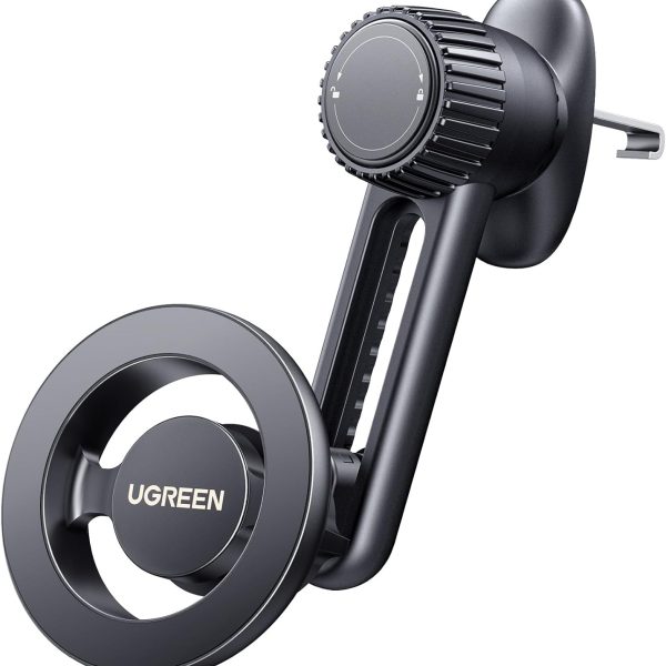 UGREEN Car Phone Holder Car Mount, [360° Rotation for Air Vent], One-hand Auto Lock, Metal Hook Grey Mobile Holder, Fit for iPhone 16/15/14/13, Samsung S25/24/23, 5.8-7.2" Smartphone Accessories