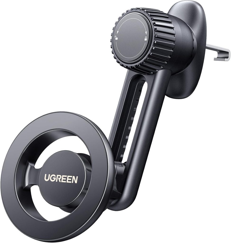 UGREEN Car Phone Holder Car Mount, [360° Rotation for Air Vent], One-hand Auto Lock, Metal Hook Grey Mobile Holder, Fit for iPhone 16/15/14/13, Samsung S25/24/23, 5.8-7.2" Smartphone Accessories