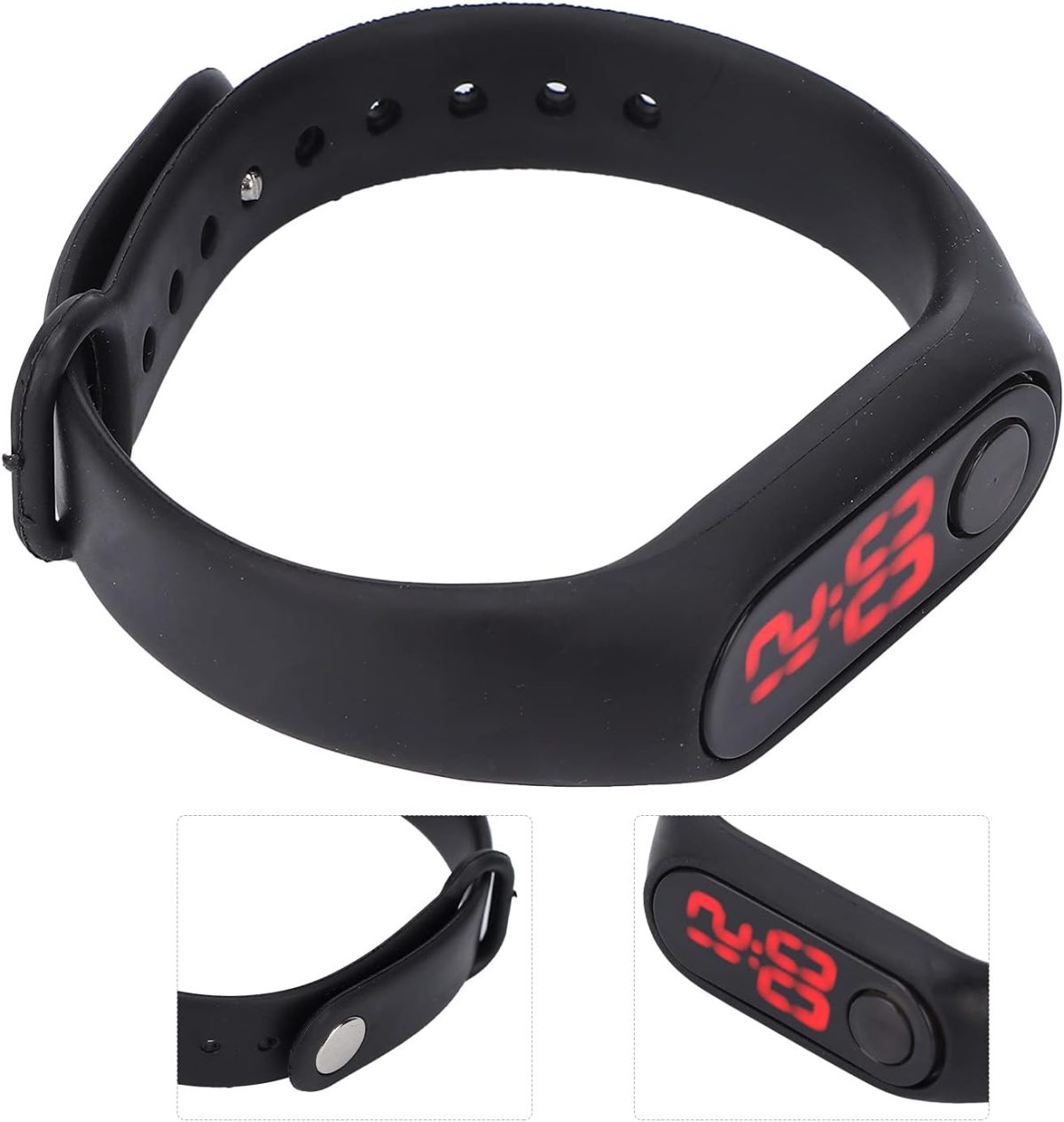 ⁦BNBNMA Smart Digital Watch,Rubber Sports and Fitness Bracelet Luminous Electronic Watch Fashion Fashion Wrist Watch Fashion Anti-Swimming Fashion Watch, Unisex Teenage Girls Boys(Black)⁩ - الصورة ⁦6⁩