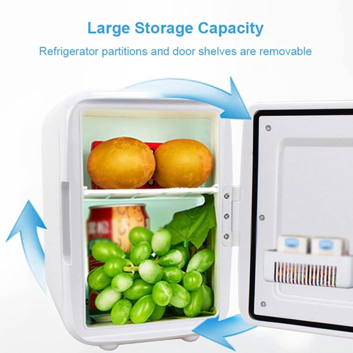 ⁦DDCVFREE Mini fridge ثلاجة مضغوطة مضغوطة متعددة الوظائف Mini جمال الوجه تجميل التجميل الثلاجة الشراب برودة فريزر الثلاجة دافئة للسيارة المنزل(White)⁩ - الصورة ⁦3⁩