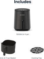 ⁦Nutricook Air Fryer Mini, 1500 Watts, Digital Display, Tempered Glass Control Panel, 8 Preset Programs with built-in Preheat function, 3.3 Liters, Black⁩ - الصورة ⁦9⁩