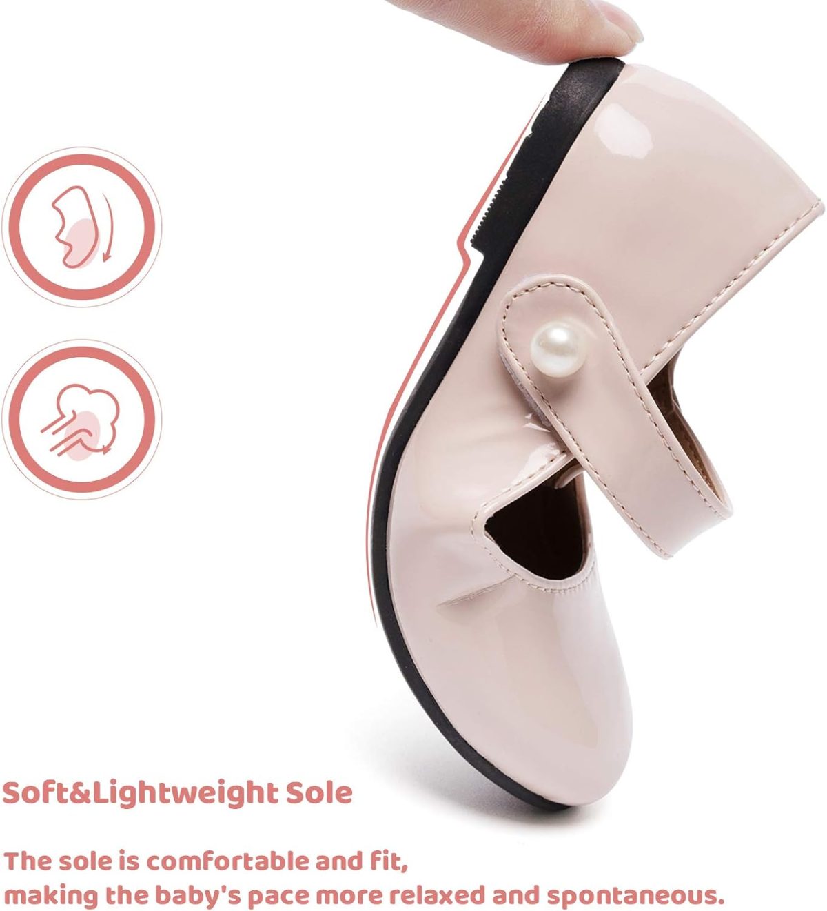 ⁦FUNKYMONKEY Toddler/Little Girl Mary Jane Dress Shoes Casual Slip on Ballet Flat⁩ - الصورة ⁦3⁩