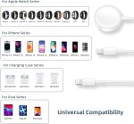 ⁦4 in 2 Multi Charging Cable for Apple Watch Charger, USB A/USB C Input Travel Charger with Lightning/Type C/Micro/Magnetic, Compatible with iPhone 15 14 13 iWatch 1-9 Galaxy S23 S22-1.2m (3 in1White)⁩ - الصورة ⁦5⁩