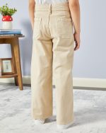 ⁦REDTAG Girls Beige Solid Wide Leg Jeans⁩ - الصورة ⁦4⁩