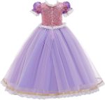 ⁦FYMNSI - Princess Rapunzel Costume for Kids Carnival Cosplay Princess Halloween Birthday Ceremony Wedding⁩ - الصورة ⁦3⁩