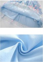 ⁦Renholin Elsa Dresses Shine Summer Dress Short Sleeve Frozen Frozen Princess Ice Princess Costume Girls Kids Party Skirt⁩ - الصورة ⁦4⁩