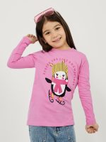 ⁦Styli Girls Graphic Print Long Sleeve Round Neck T-Shirt⁩ - الصورة ⁦4⁩