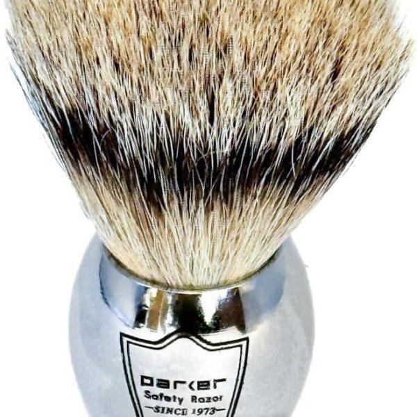Parker Safety Razor 100% Silvertip Badger Bristle Shaving Brush (Chrome Handle) and Free Shaving Brush Stand