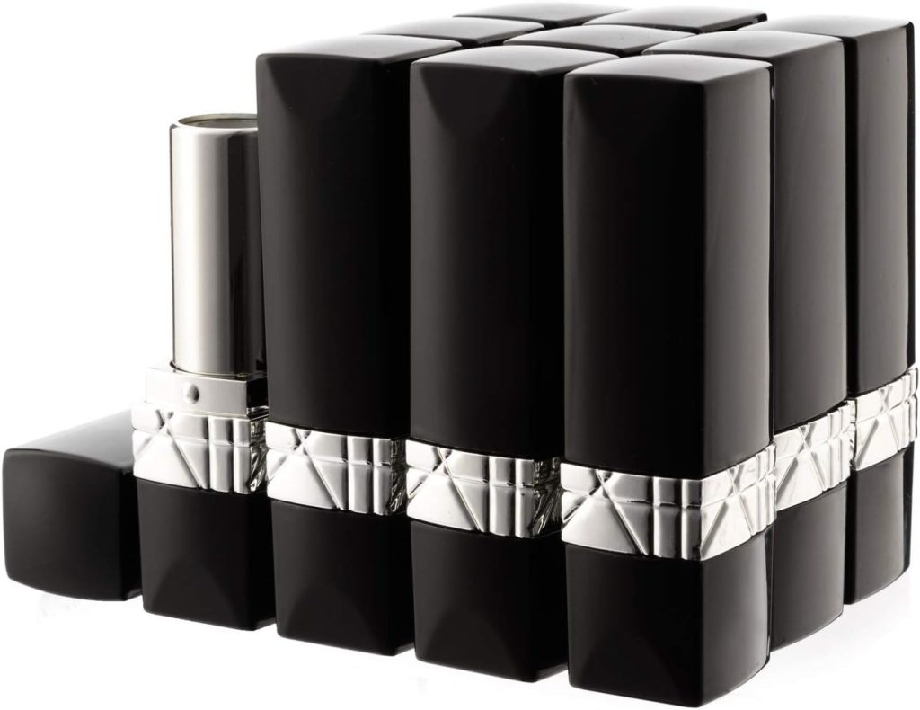 Allwon 10Pcs Black Empty Lipstick Tubes DIY Lip Balm Container