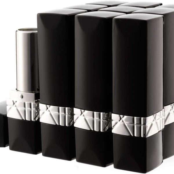 Allwon 10Pcs Black Empty Lipstick Tubes DIY Lip Balm Container
