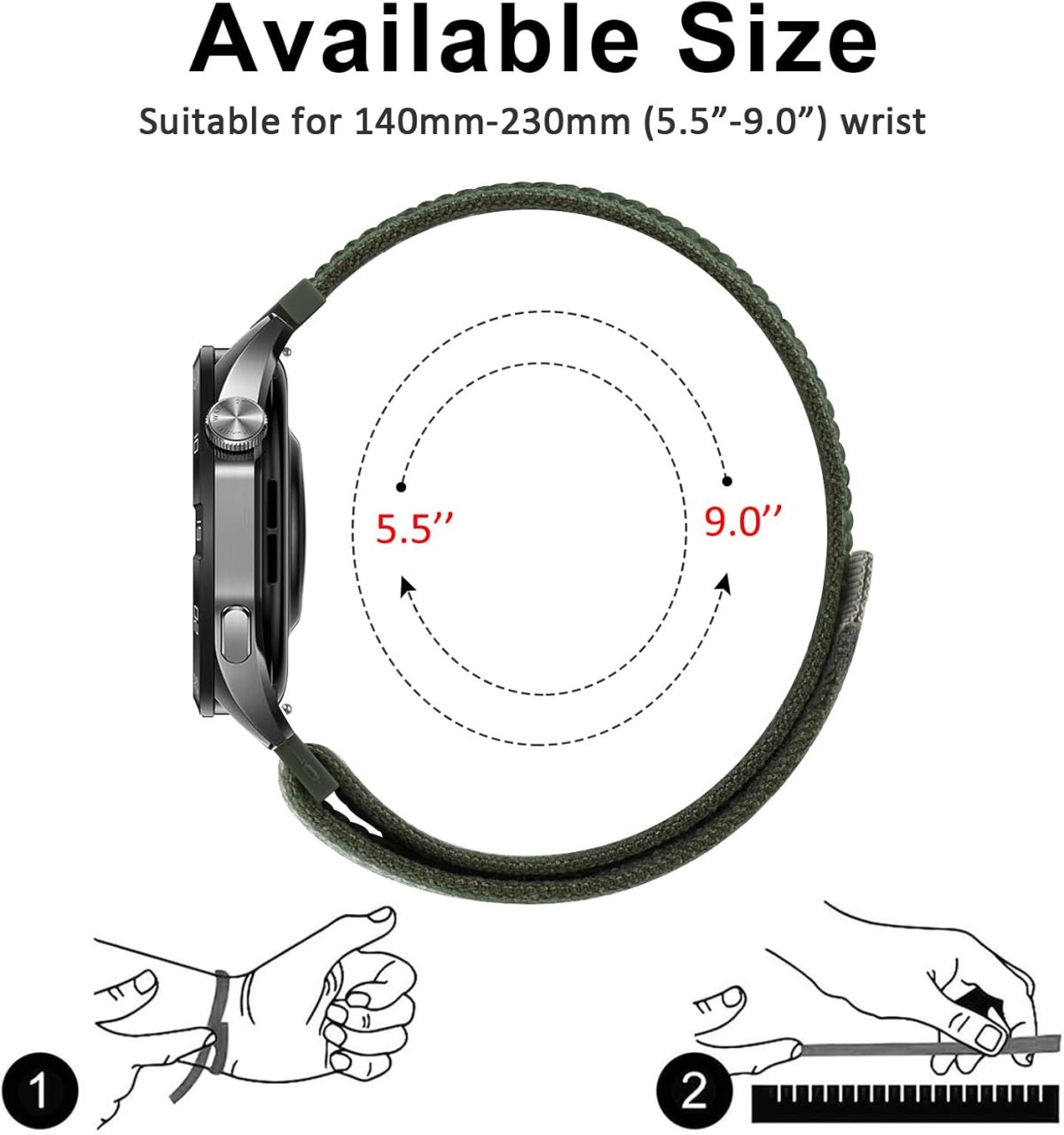 ⁦Loop Nylon Strap for Huawei GT 4 GT 3 46mm/GT 2 Pro 46mm/Samsung Galaxy Watch 3 Bands 45mm, 22mm Quick Release Nylon Bands for Huawei GT4 46mm Strap Women Men⁩ - الصورة ⁦6⁩