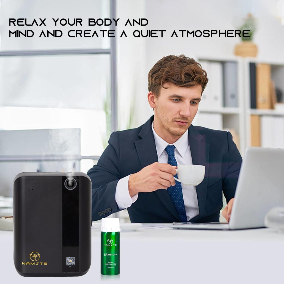 ⁦NAMSTE Aroma Essential Oil, 100ml Signature Collection Scents Diffuser Oil, 100% Pure Natural Essential Oils, Blend of Matricaria, Apple, Sandalwood for Home Aroma Device⁩ - الصورة ⁦7⁩