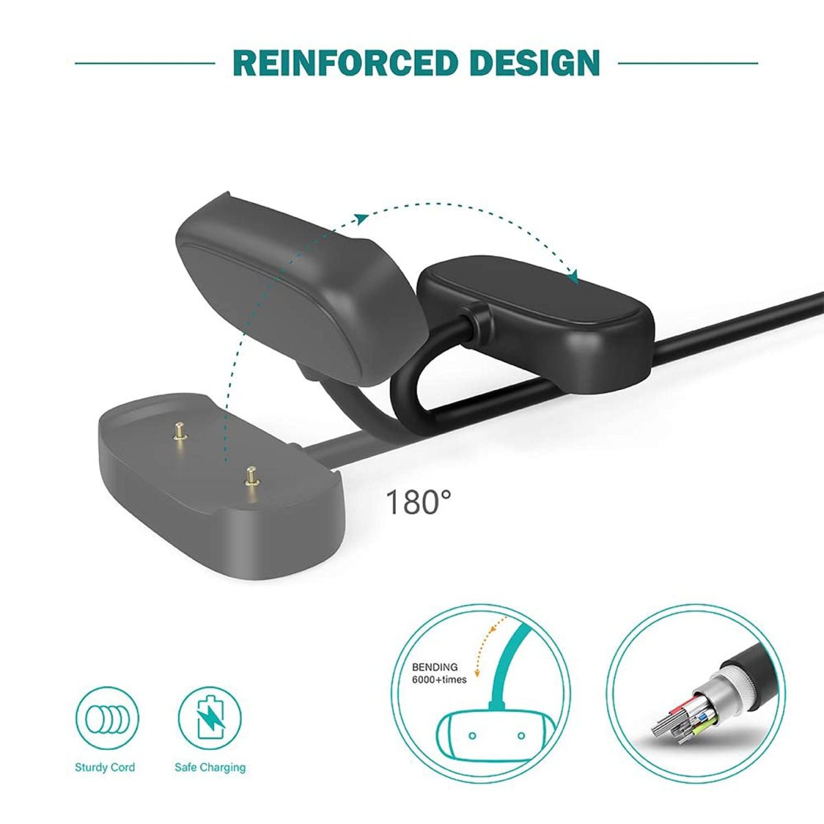 ⁦شاحن ساعة امازفيت GTR 2 2e eSIM GTS ميني 2e بيب U برو بوب زيب E Z تي ريكس كابل شحن USB 3.3 قدم/100 سم ملحقات الساعة الذكية لحاسوب محمول⁩ - الصورة ⁦3⁩