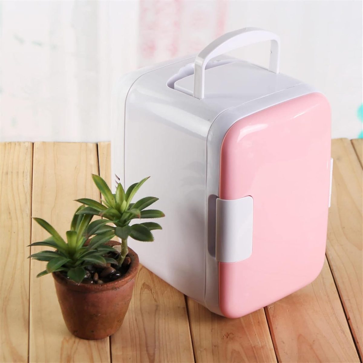 ⁦Avcbno Compact refrigerator Cold Car Fridge Cooler Freezer Portable Pink Portable Mini Home Refrigerator⁩ - الصورة ⁦4⁩