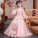 ⁦Girl's Hanfu Dress, New Spring/Autumn Style Chinese Tang Suit, Fairy-like Princess Ancient Ruqun Dress, Traditional Chinese Costume for Kids⁩ - الصورة ⁦3⁩