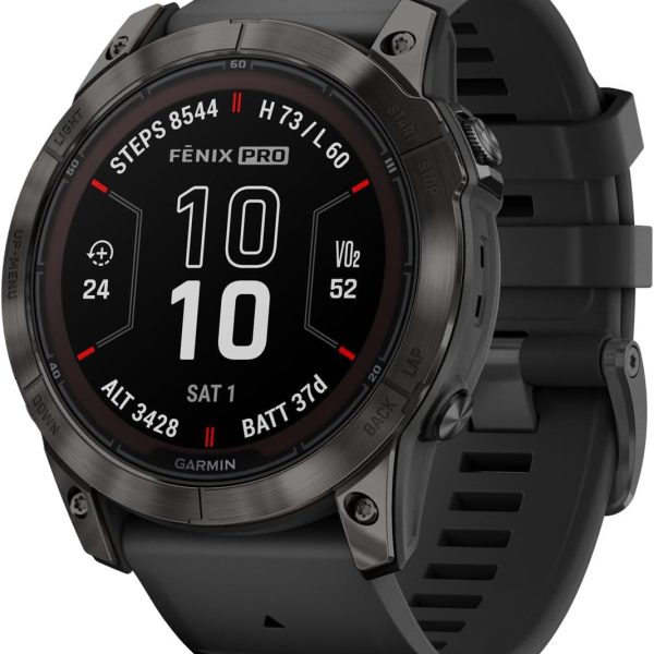 GARMIN FENIX 7X PRO - SAPPHIRE SOLAR EDITION- CARBON GRAY DLC TITANIUM WITH BLACK BAND