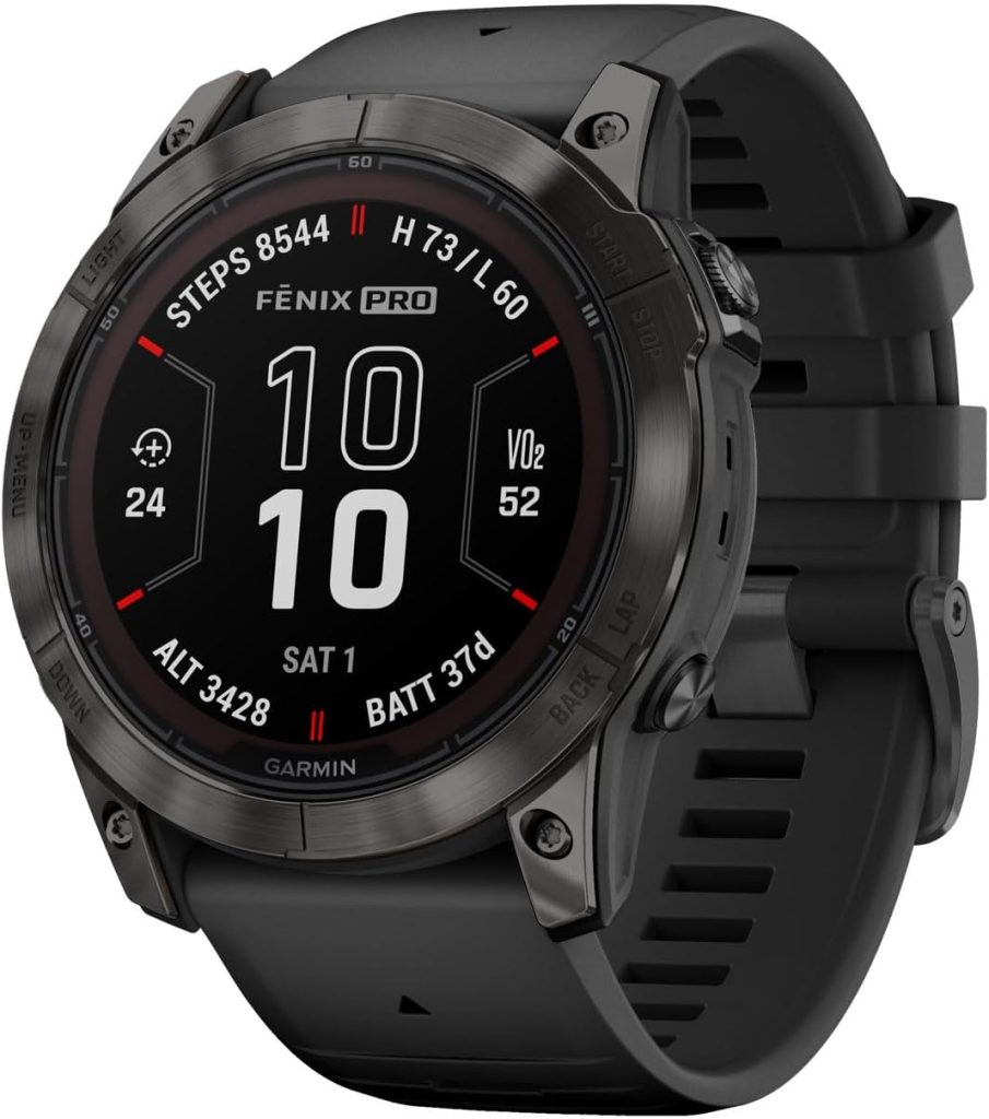 GARMIN FENIX 7X PRO - SAPPHIRE SOLAR EDITION- CARBON GRAY DLC TITANIUM WITH BLACK BAND