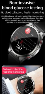 ⁦FUfIzu Ecg Smart Watch Blood Sugar,blood Glucose Sugar Smart Watch,ECG+PPG Fitness Tracker with Body Temperature Heart Rate Blood Pressure Blood Oxygen Monitor,sport Watch,Grey,Large⁩ - الصورة ⁦5⁩