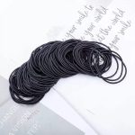 ⁦GoodTool 50 Pcs Black Hair Rope, Tie Hair Tie Ponytail High Elasticity Leather Rope, Women's Seamless Joint Hair Ring, Do Not Hurt the Hair Children's Ponytail Braid Hair Accessories⁩ - الصورة ⁦6⁩