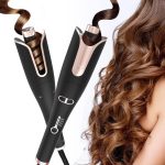 LOVNOV Automatic Curling Iron, Large Curls, 4 Temperature Settings & Time Reminder, 2.5M Rotating Power Cord, Anti-Scalding & Perfect Care, Ceramic Wand for Minimal Hair Damage (Black)