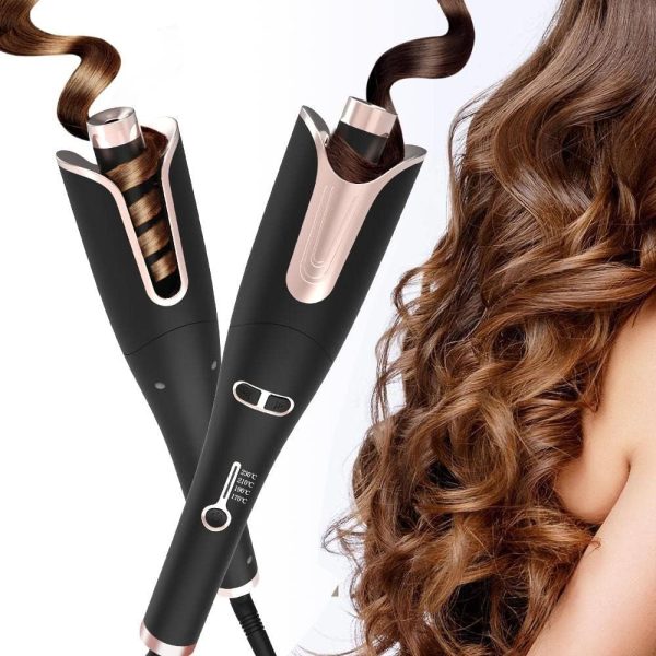 LOVNOV Automatic Curling Iron, Large Curls, 4 Temperature Settings & Time Reminder, 2.5M Rotating Power Cord, Anti-Scalding & Perfect Care, Ceramic Wand for Minimal Hair Damage (Black)