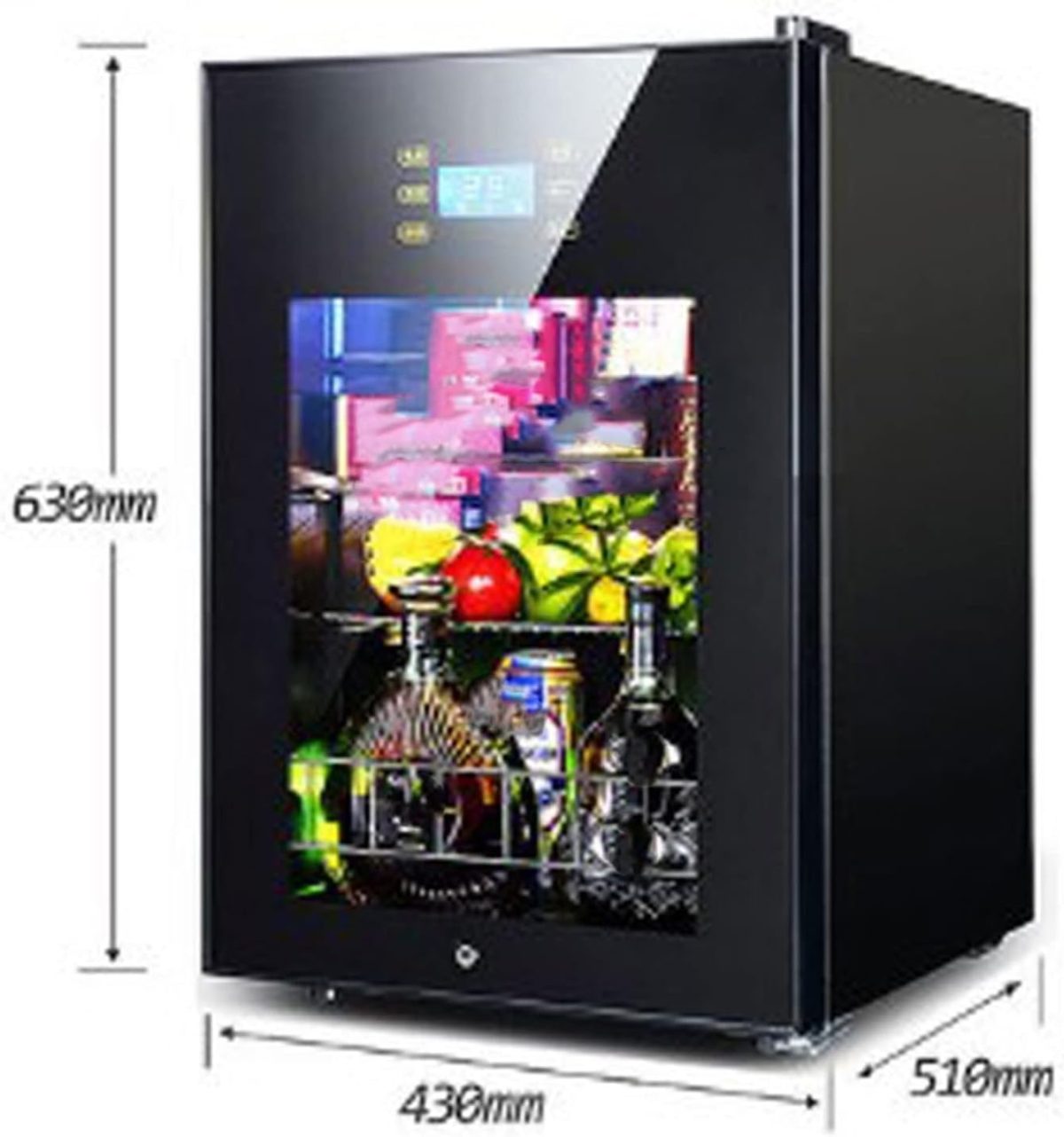 ⁦Avcbno Wine cooler 62L Refrigerator Cold Storage Fridge Wine Glass Transparent Door Drink Tea Degree C Food Sample Cabinetn⁩ - الصورة ⁦2⁩