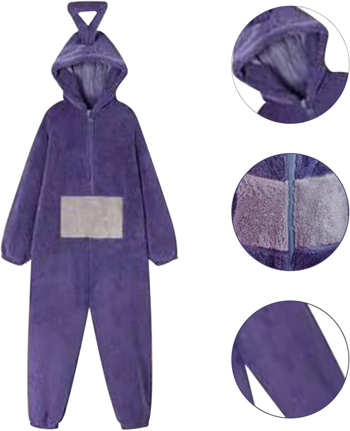 ⁦Unisex Kids Flannel Animal Onesie Pajamas,Soft Hooded Onesies Pajamas Costume, Cosplay Halloween Christmas Sleepwear Jumpsuit Homewear for Girls Boys(Purple)⁩ - الصورة ⁦5⁩