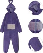 ⁦Unisex Kids Flannel Animal Onesie Pajamas,Soft Hooded Onesies Pajamas Costume, Cosplay Halloween Christmas Sleepwear Jumpsuit Homewear for Girls Boys(Purple)⁩ - الصورة ⁦5⁩