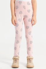 ⁦REDTAG Girls Pink Heart Printed Leggings⁩ - الصورة ⁦2⁩