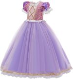 ⁦FYMNSI - Princess Rapunzel Costume for Kids Carnival Cosplay Princess Halloween Birthday Ceremony Wedding⁩ - الصورة ⁦2⁩