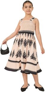 Styli Girls All-Over Print Strappy Dress With Smocked Detail