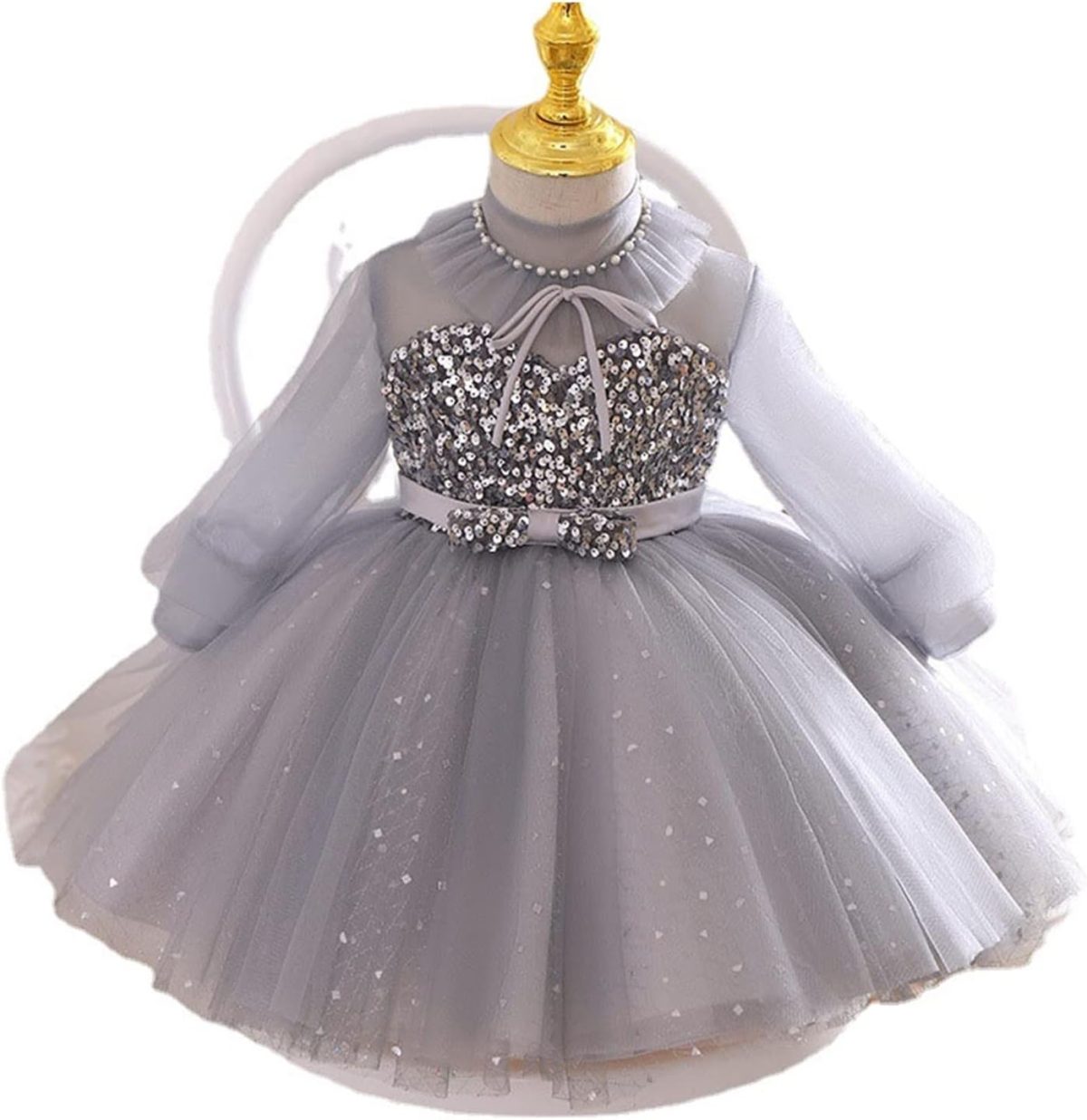 SvYii Girl Tulle Dress Elegant Dresses Girls Ball Gown Children (Color : Gray, Size : 80cm)