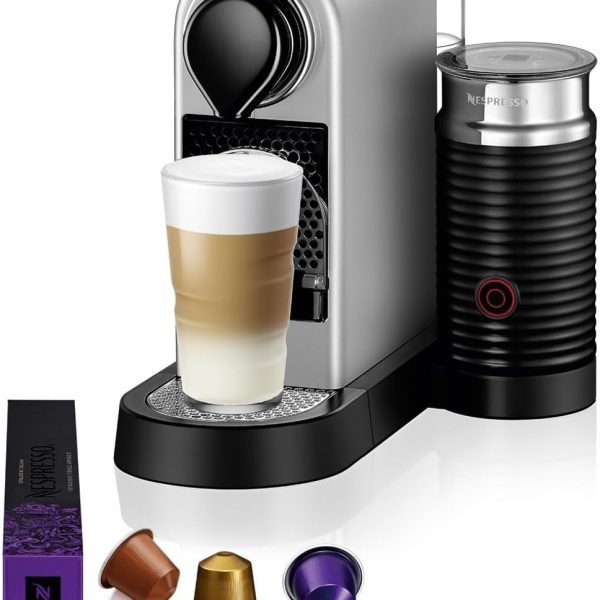 Nespresso Citiz & Milk C123 Espresso Capsule Coffee Machine, 1 L, 19 Bar Pressure, Silver