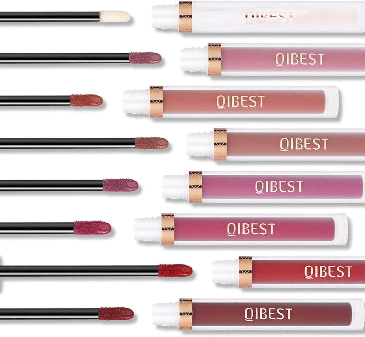 ⁦QiBest 7Pcs Matte Liquid Lipstick + 1Pcs Lip Plumper Makeup Set Kit, Pigmented Long Lasting Lip Gloss Set, Velvet Waterproof Lip Makeup Valentine's Day Gift Sets for Girls and Women⁩ - الصورة ⁦7⁩