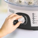 ⁦BLACK+DECKER Food Steamer,775W, 10L 3-Tier Detachable Design, Timer Control, Quick & Easy Meal Prep, Dishwasher Safe, Lightweight 1.98 Kg, 220-240V, Efficient and Compact, White - HS6000-B5⁩ - الصورة ⁦3⁩