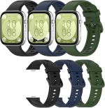 3Pcs Silicone Strap for Huawei Watch Fit 3, Silicone Replacement Strap Adjustable Wrist Bands for Huawei Watch Fit 3