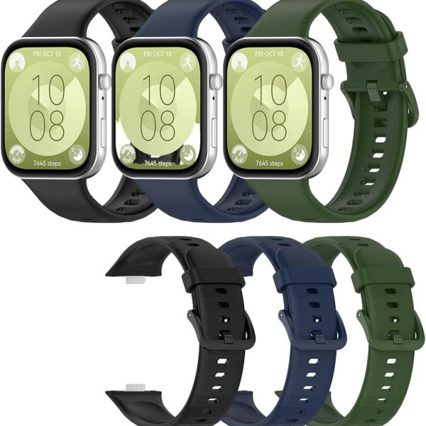 3Pcs Silicone Strap for Huawei Watch Fit 3, Silicone Replacement Strap Adjustable Wrist Bands for Huawei Watch Fit 3