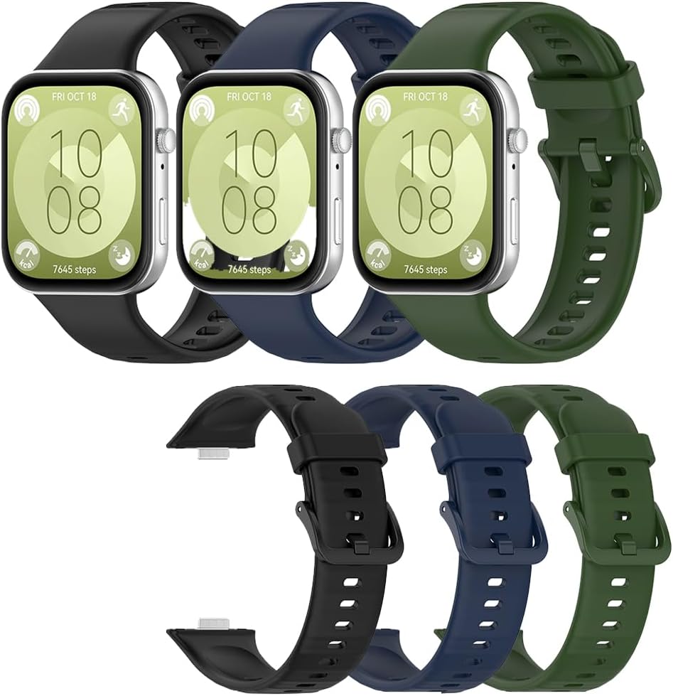 3Pcs Silicone Strap for Huawei Watch Fit 3, Silicone Replacement Strap Adjustable Wrist Bands for Huawei Watch Fit 3