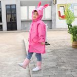 ⁦SYOSI Children's raincoats, Cartoon Kids Rain Jacket, Boys Girls Hooded Rain Poncho Outdoors Kids Transparent Raincoat Student Rain Suit Waterproof Durable Windbreaker - One Size - Pink Rabbit⁩ - الصورة ⁦2⁩