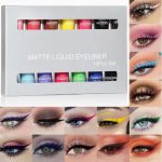 ⁦Goreem 14 Color Matte Li-qu-id Eyeliner Set Colorful for Women Waterproof Long Lasting Rainbow Pencil Quick Dry Eyes Makeup Kit.⁩ - الصورة ⁦2⁩