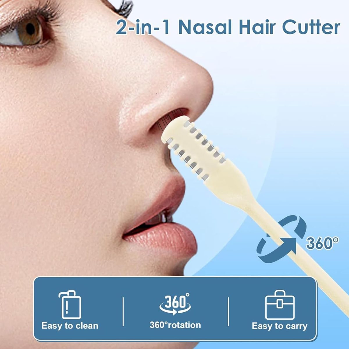 ⁦10 Pcs Double-Sided Nose Hair Trimmer, Head Nose Hair Cutter, Tail Ear Picker, 2-in-1 Manual Nose Hair Cutter with Ear Picker, Nostril Hair Remover Tool,Portable and Convenient, Washable⁩ - الصورة ⁦2⁩