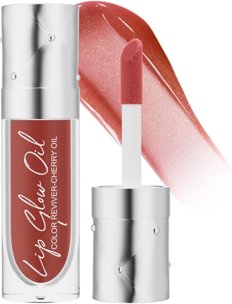 Lip Glow Oil Color Reviver Cherry Oil, Hydrating Lip Glow Oil Long-Lasting Nourishing Lip Gloss Moisturizing Non-Sticky Plumping Lip Stain Tinted Cherry Oil Lip Care (Ruby Red)