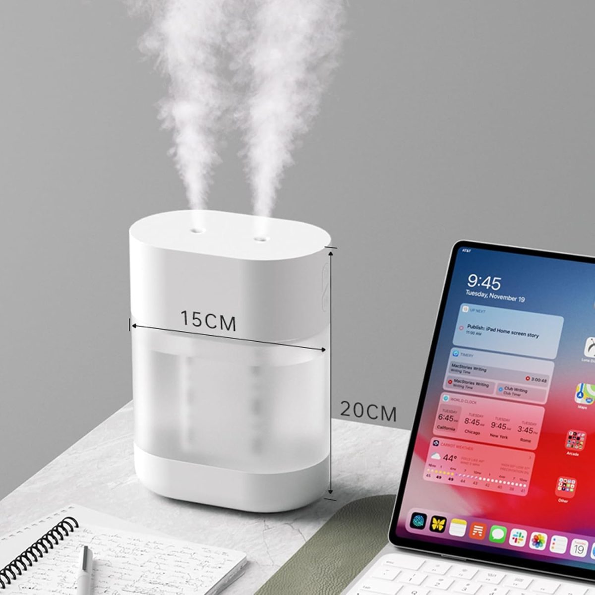 ⁦Home Humidifiers with Night Light, 1L Cold Mist Air Humidifier with Two Nozzles, 6 Modes of Aromatherapy Oil Diffuser, Automatic Shut-Off, Suitable for Home, Bedroom, Baby Room, Office⁩ - الصورة ⁦2⁩