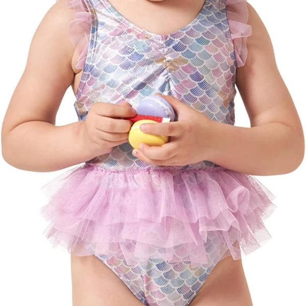Julysand Baby Girls One-Piece Sparkly Sequins Mermaid Fish Scale Ruffles Swimsuit Swimwear Bathingsuit