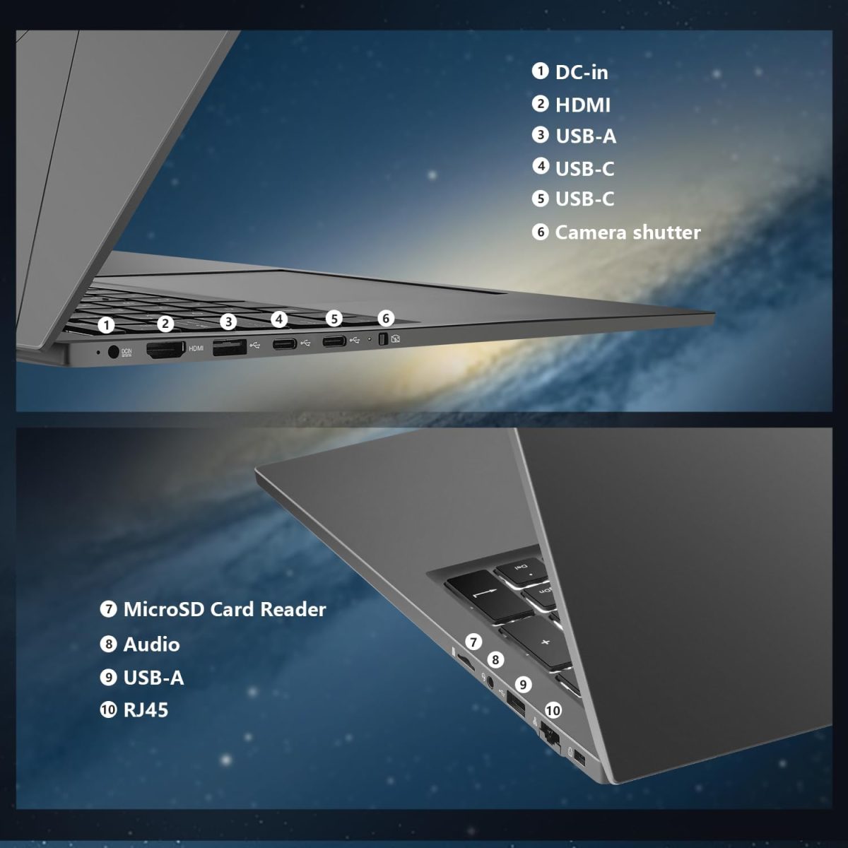 ⁦Machenike 17.3’’ Laptop, Intel Processor, 16GB DDR5 RAM, 1TB SSD, Backlit Keyboard, Large-Screen with 120Hz Refresh Rate, Perfect for Work, School, and Streaming, Windows 11 Home, Modern Grey⁩ - الصورة ⁦7⁩