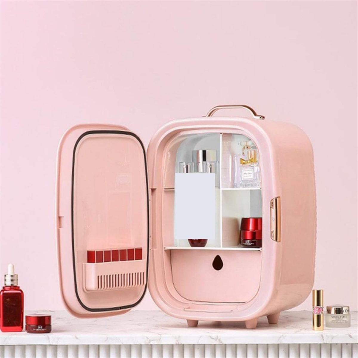 ⁦QBNZAXC Mini fridge Beauty Refrigerator Small Mini Portable Cosmetics Skin Care Products Refrigeration Preservation Constant Temperature Heating⁩ - الصورة ⁦2⁩