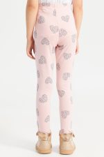 ⁦REDTAG Girls Pink Heart Printed Leggings⁩ - الصورة ⁦4⁩