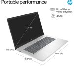 ⁦HP 17.3" 1920 x 1080 (Full HD) Laptop, AMD Ryzen 5 7430U(6 core), AMD Radeon Graphics, 16GB DDR4 RAM, 512GB SSD, HDMI, Wi-Fi 6, Bluetooth, Windows 11 S, Natural Silver, EAT 64GB USB Flash Drive⁩ - الصورة ⁦3⁩