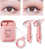 ⁦MAKINGTEC 2Pcs set Matte Velvet Earphone Liquid Lipstick, Waterproof Long Lasting Lipstick Matte Kit with 2Pcs set Glitter Shimmer Eyeshadow Sticks, Long Lasting, Quick Drying, Easy to Apply⁩ - الصورة ⁦2⁩
